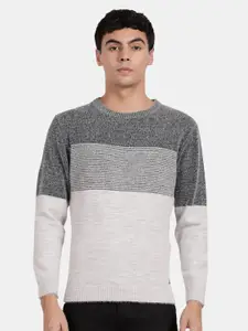 t-base Colourblocked Round Neck Woollen Pullover Sweater