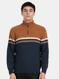t-base Colourblocked High Neck Woollen Pullover Sweater