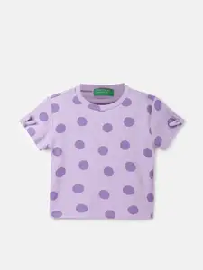 United Colors of Benetton Girls Polka Dots Printed T-shirt
