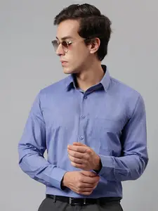 English Navy Standard Slim Fit Formal Shirt