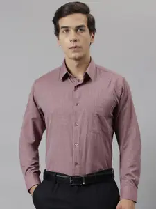 English Navy Standard Slim Fit Chambray Weave Cotton Formal Shirt