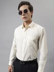 English Navy Standard Slim Fit Chambray Weave Cotton Formal Shirt