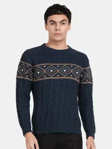 t-base Round Neck Cable Knit Woollen Pullover