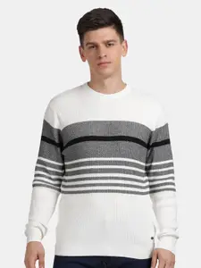 t-base Colourblocked Round Neck Long Sleeves Cotton Pullover Sweater