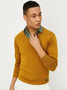 max Ribbed V-Neck Acrylic Pullover Sweater