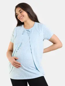 Zivame Floral Printed Round Neck Maternity & Feeding Top