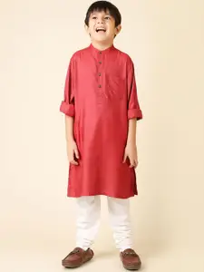 Fabindia Boys Band Collar Straight Kurta