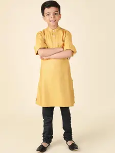 Fabindia Boys Band Collar Straight Kurta