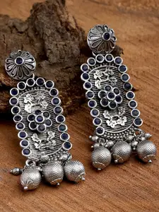 KARATCART Silver-Plated Contemporary Drop Earrings