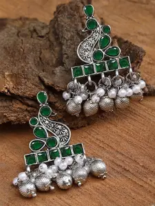 KARATCART Silver-Plated Contemporary Drop Earrings