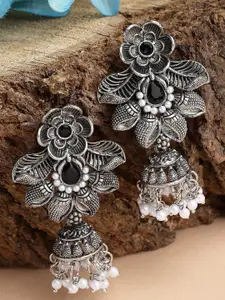 KARATCART Silver-Plated Dome Shaped Jhumkas
