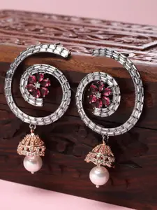 KARATCART Rose Gold Plated Cubic Zirconia-Studded Drop Earrings