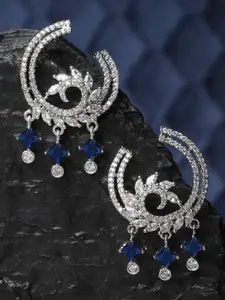 KARATCART Silver-Plated Contemporary Half Hoop Earrings