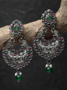 KARATCART Silver-Plated Contemporary Chandbalis