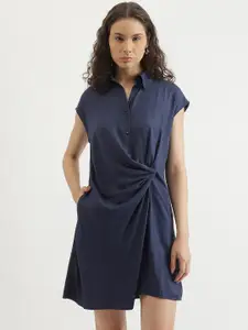United Colors of Benetton Shirt Collar Gathered Or Pleated Shirt Dress