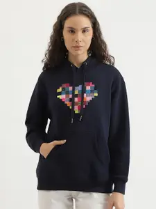 United Colors of Benetton Graphic Printed Hooded Pullover Sweatshirt