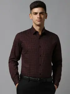 Allen Solly Polka Dots Checked Printed Slim Fit Pure Cotton Formal Shirt