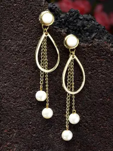 Bohey by KARATCART Gold -Plated Pearl & Kundan-Studded Drop Earrings
