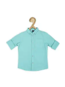 Peter England Boys Spread Collar Roll Up Sleeves Opaque Pure Cotton Casual Shirt