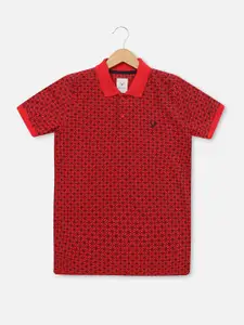 Allen Solly Junior Boys Geometric Printed Polo Collar Pure Cotton T-shirt