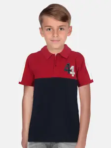 Allen Solly Junior Boys Colourblocked Polo Collar Pure Cotton T-shirt