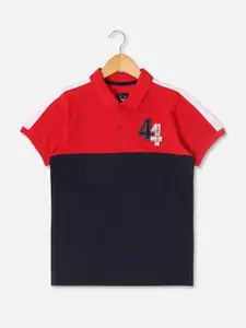 Allen Solly Junior Boys Colourblocked Polo Collar Pure Cotton T-shirt