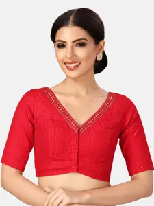 Studio Shringaar Embroidered Sequinned V-Neck Saree Blouse