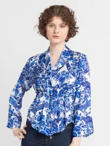 SHAYE Floral Printed Shawl Collar Shirt Style
