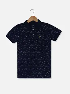 Allen Solly Junior Boys Conversational Printed Polo Collar Pure Cotton T-shirt