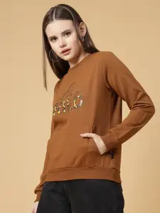Rigo Printed Round Neck Fleece Sweatshirt