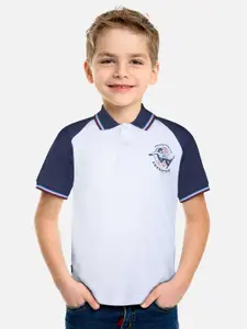 Gini and Jony Boys Colourblocked Polo Collar Cotton T-shirt