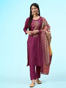 Sangria Embroidered Unstitched Kurta & Trouser With Dupatta Dress Material