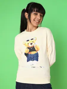 Natilene Girls Graphic Printed Jacquard Cotton Antimicrobial Pullover Sweatshirt