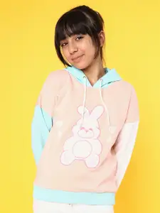 Natilene Girls Colourblocked Applique Jacquard Fleece Antimicrobial Pullover Sweatshirt