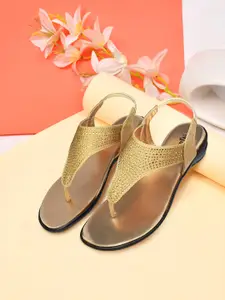 Ajanta Ethnic Embellished T-Strap Flats