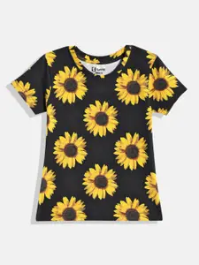 Eteenz Girls Floral Printed Premium Cotton T-shirt