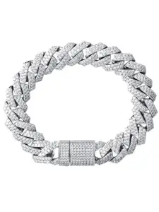Designs & You Silver Plated Stainless Steel American Diamond Wraparound Bracelet