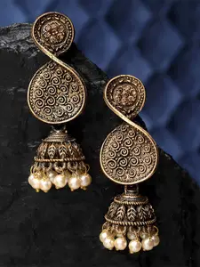 KARATCART Gold-Plated Contemporary Jhumkas