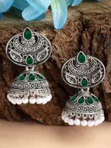 KARATCART Silver-Plated Contemporary Jhumkas