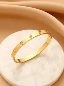 Jewels Galaxy American Diamond Gold-Plated Bangle-Style Bracelet