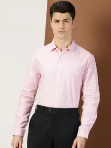 INVICTUS Original Slim Fit Micro Checks Spread Collar Long Sleeve Cotton Formal Shirt