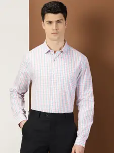 INVICTUS Original Slim Fit Grid Tattersall Checked Spread Collar Cotton Formal Shirt