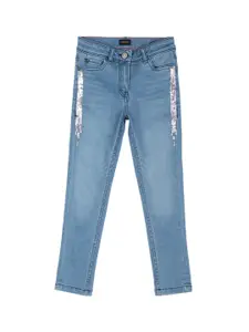 Allen Solly Junior Girls Skinny Fit Embellished Light Fade Clean Look Jeans