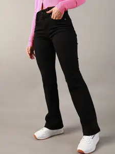 AMERICAN EAGLE OUTFITTERS Women Black Bootcut Slash Knee Jeans