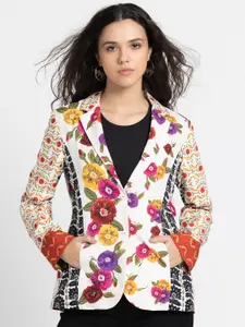 SHAYE Notched Lapel Collar Printed Single-Breasted Casual Blazers