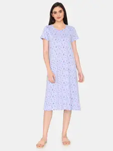 Rosaline by Zivame Floral Printed Pure Cotton Midi Nightdress