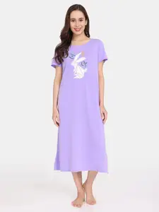 Rosaline by Zivame Geometric Printed Midi T-shirt Nightdress