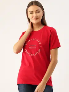 YOLOCLAN Typography Printed Cotton T-shirt