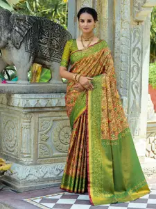 VISHNU WEAVES Ethnic Motifs Woven Design Zari Pure Silk Kanjeevaram Saree