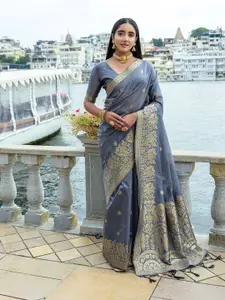 VISHNU WEAVES Floral Woven Design Zari Bhagalpuri Saree